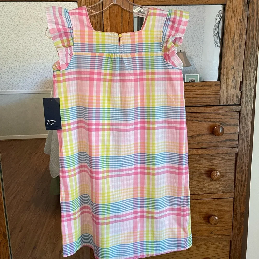 Girls Size 14 Plaid Pastel Dress